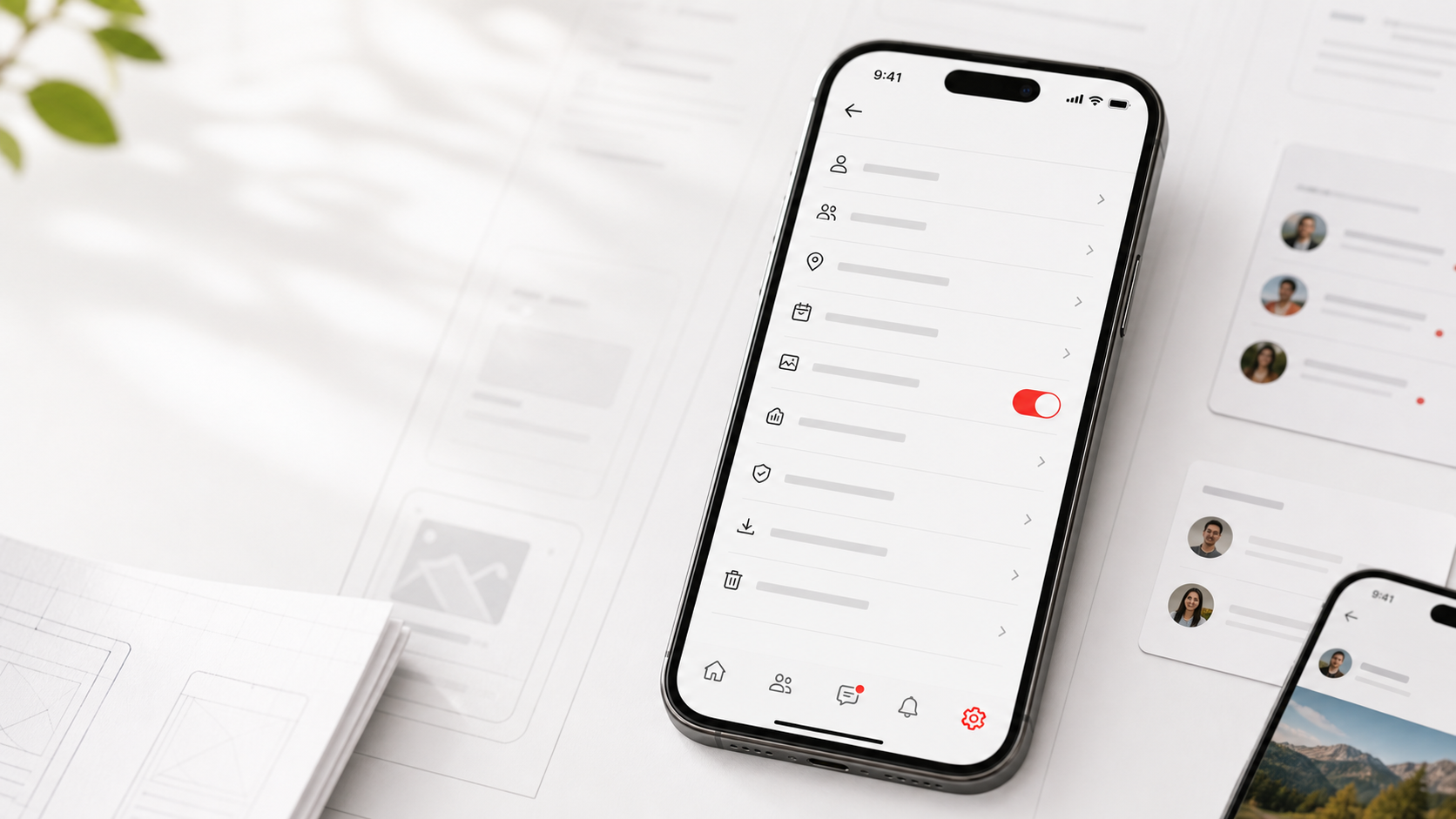 Smartphone showing privacy settings for a social app